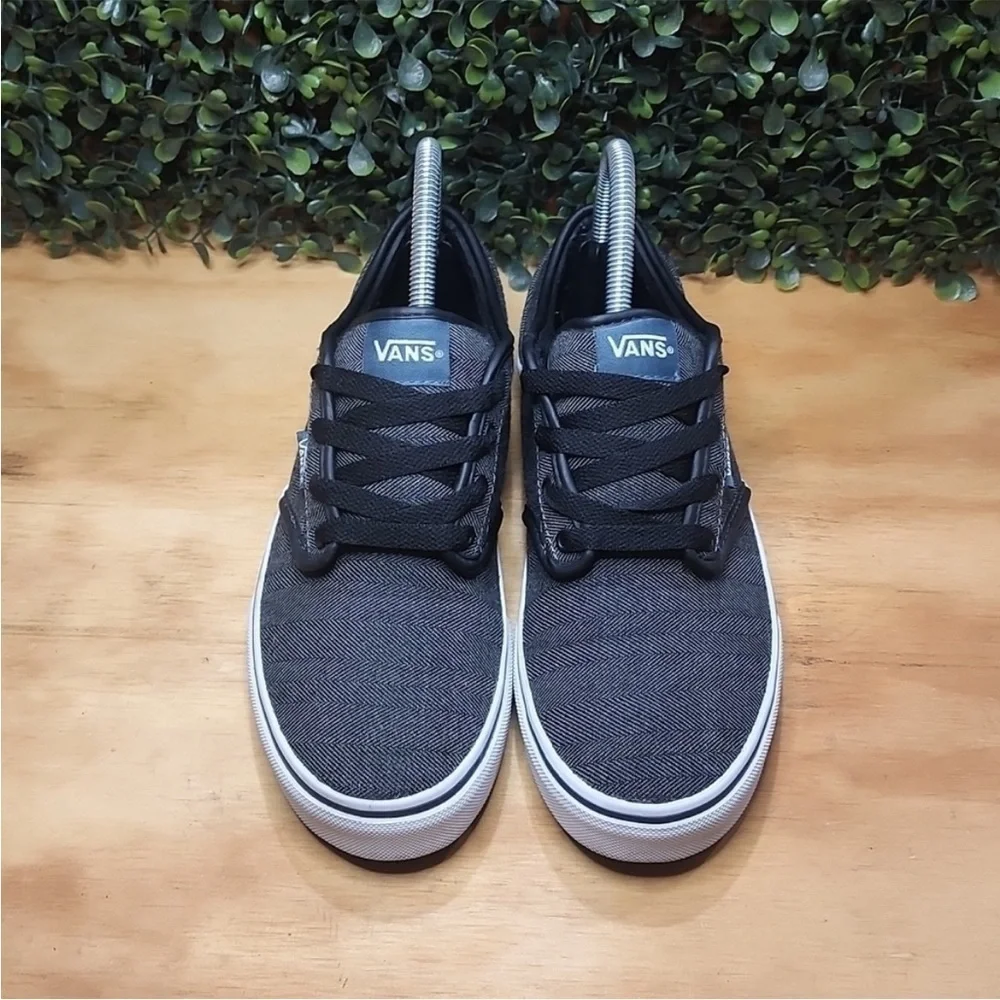 Vans Off‎ the Wall Charcoal Gray Lace Up Fabric Sneaker Youth Size 5